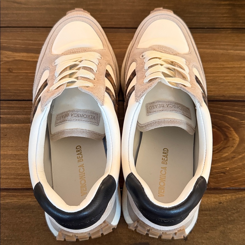 Veronica Beard Chiffon Leopard Retro Sneaker - Beige/White - Picture 4 of 7